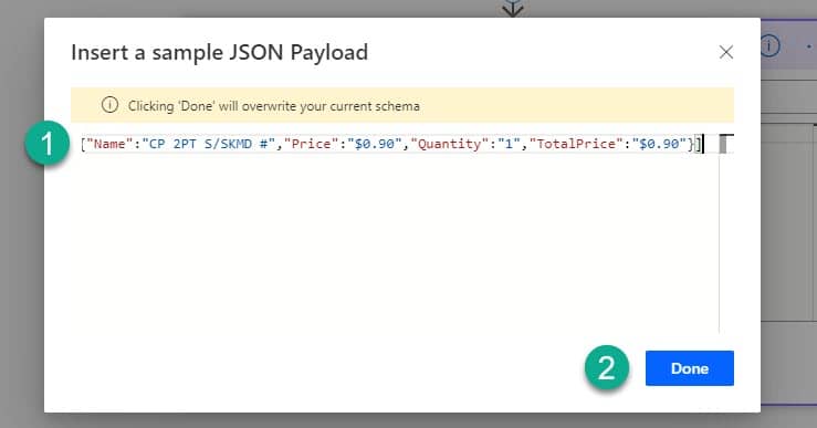 MS Power Automate generate JSON